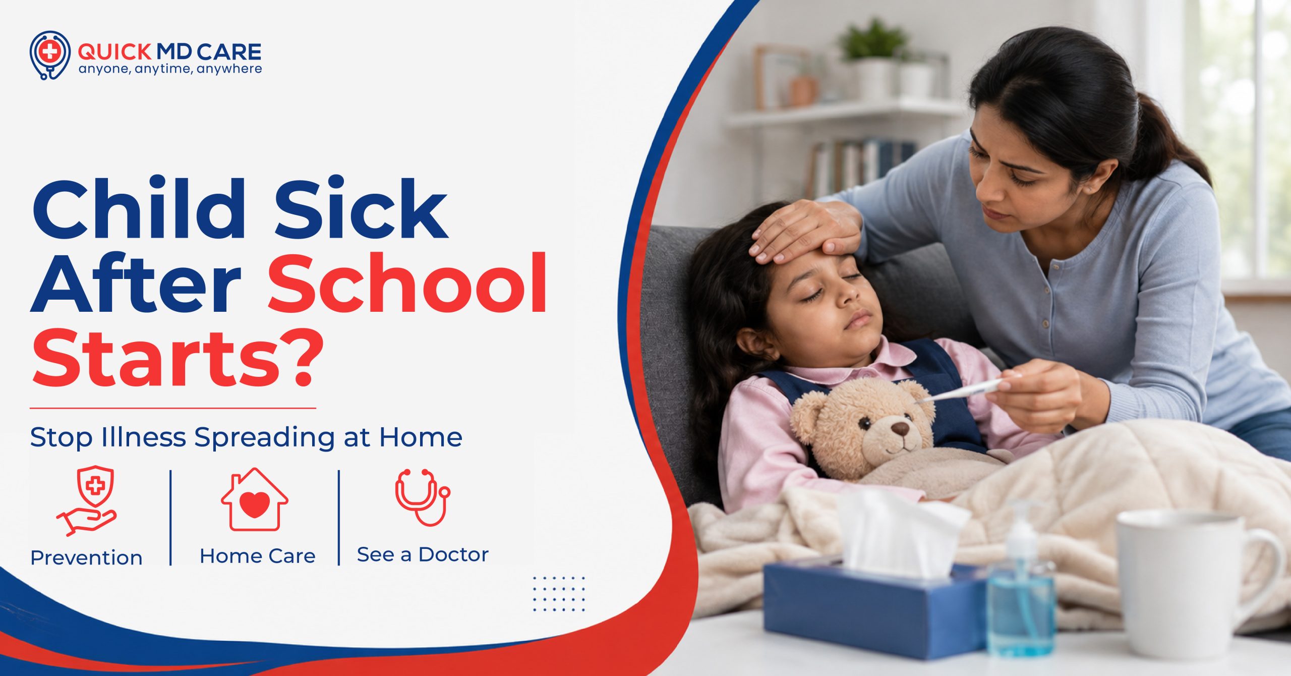 child sick after school in hospital